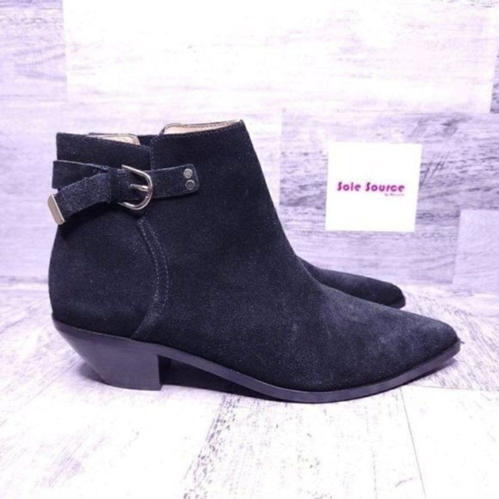 Joie Heeled Pointed Toe Suede Ankle Boot Black sz 36 Women's sz 5